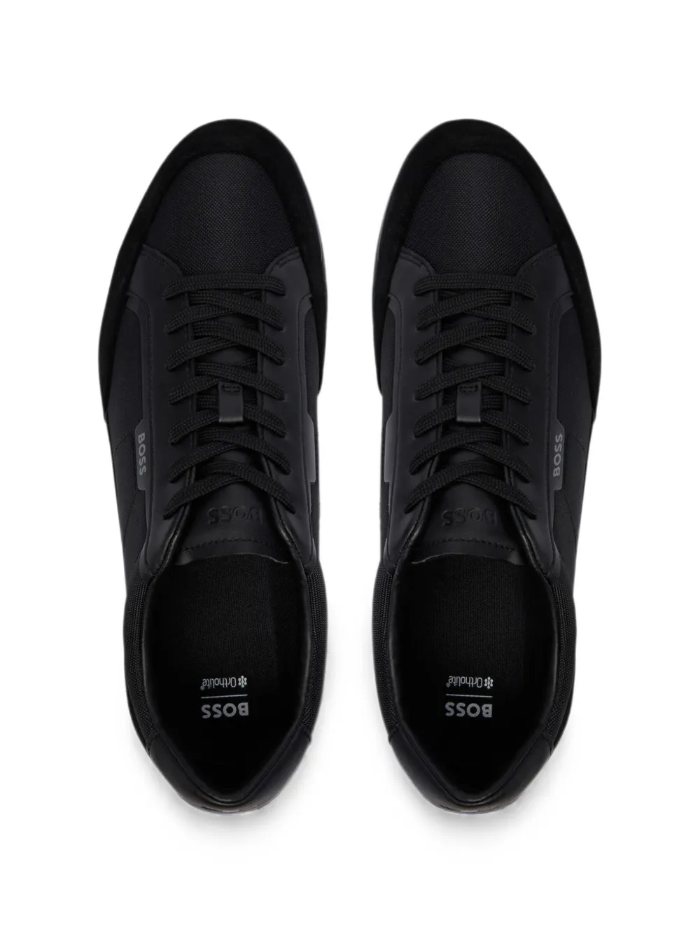 BOSS suede-panelled sneakers Zwart