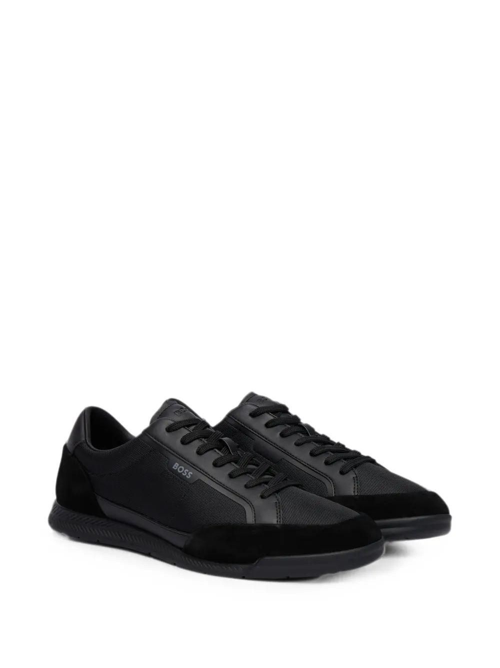 BOSS suede-panelled sneakers Zwart