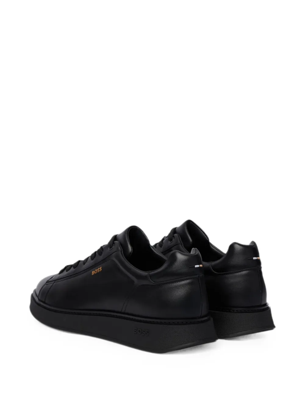 BOSS logo-print leather sneakers Zwart