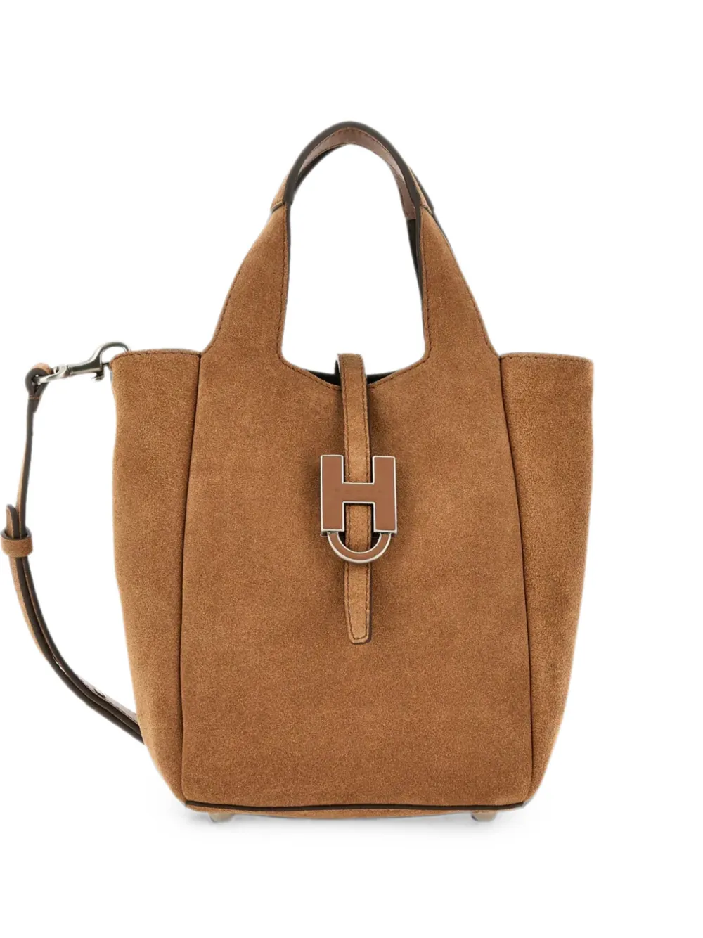 Hogan Mini Suede Tote Bag In Brown