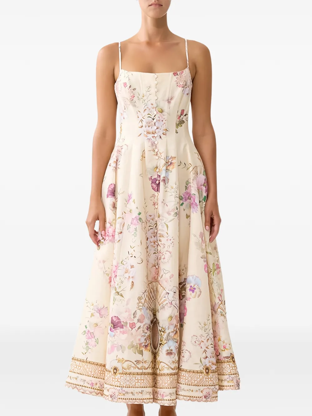 Camilla Adorned In Aranjuez Maxikleid aus Seide mit Blumenprint - Rosa