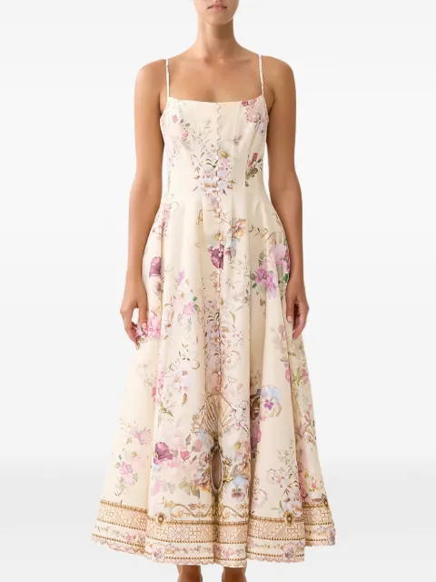 Camilla vestido largo Adorned In Aranjuez con corsé y estampado floral