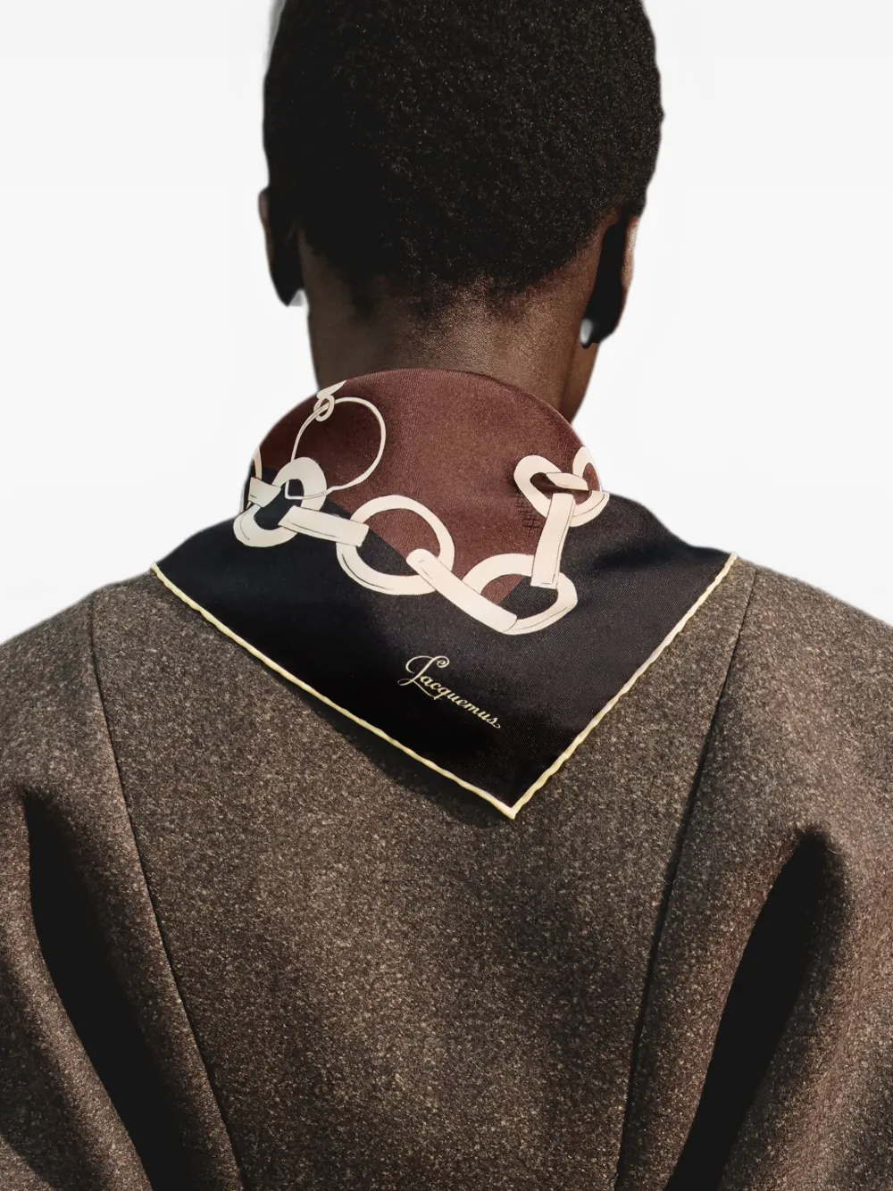 Jacquemus Zijden sjaal met kettingprint Zwart