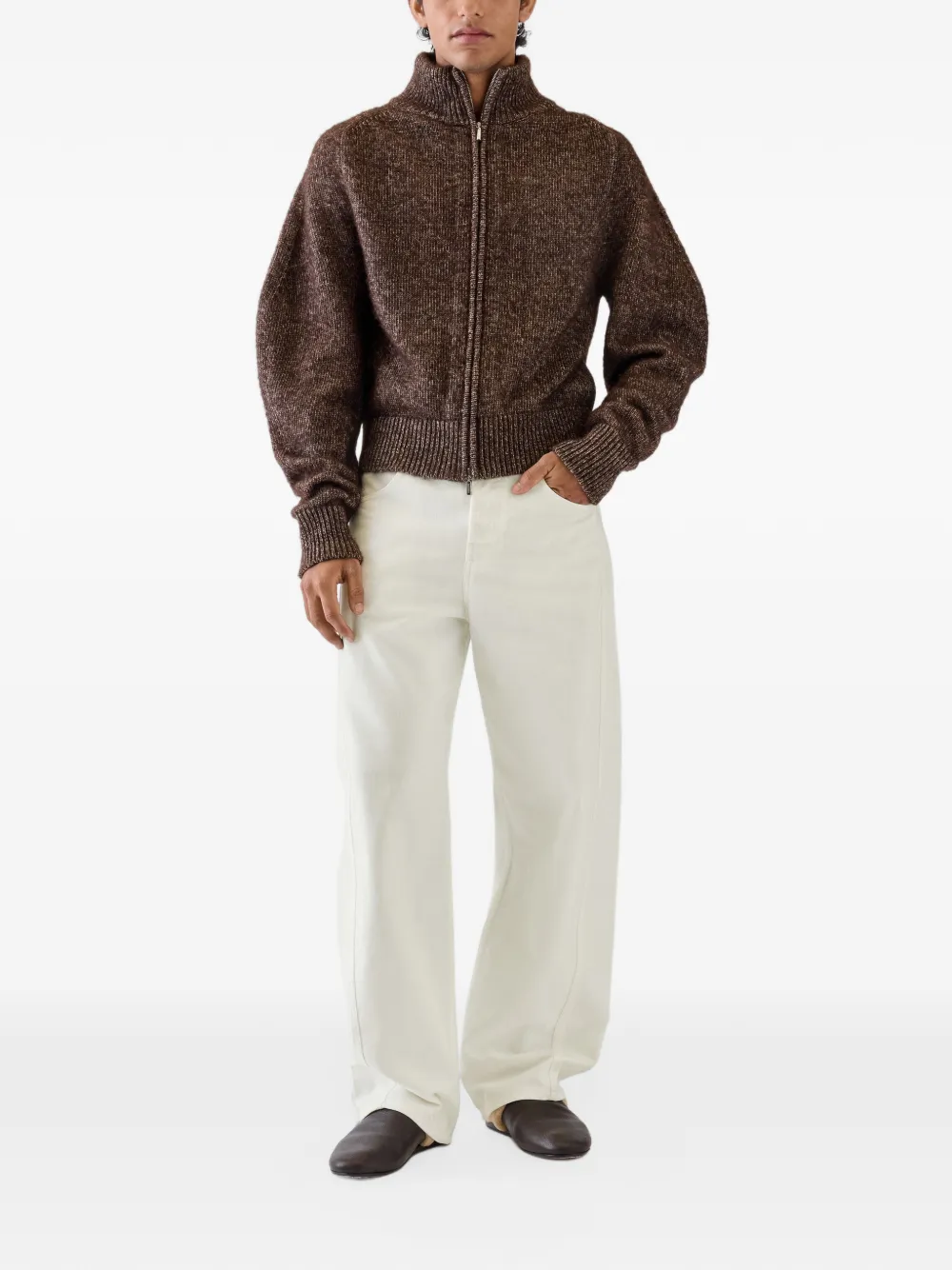 Jacquemus The Mirada de-Nîmes curved denim pants Beige