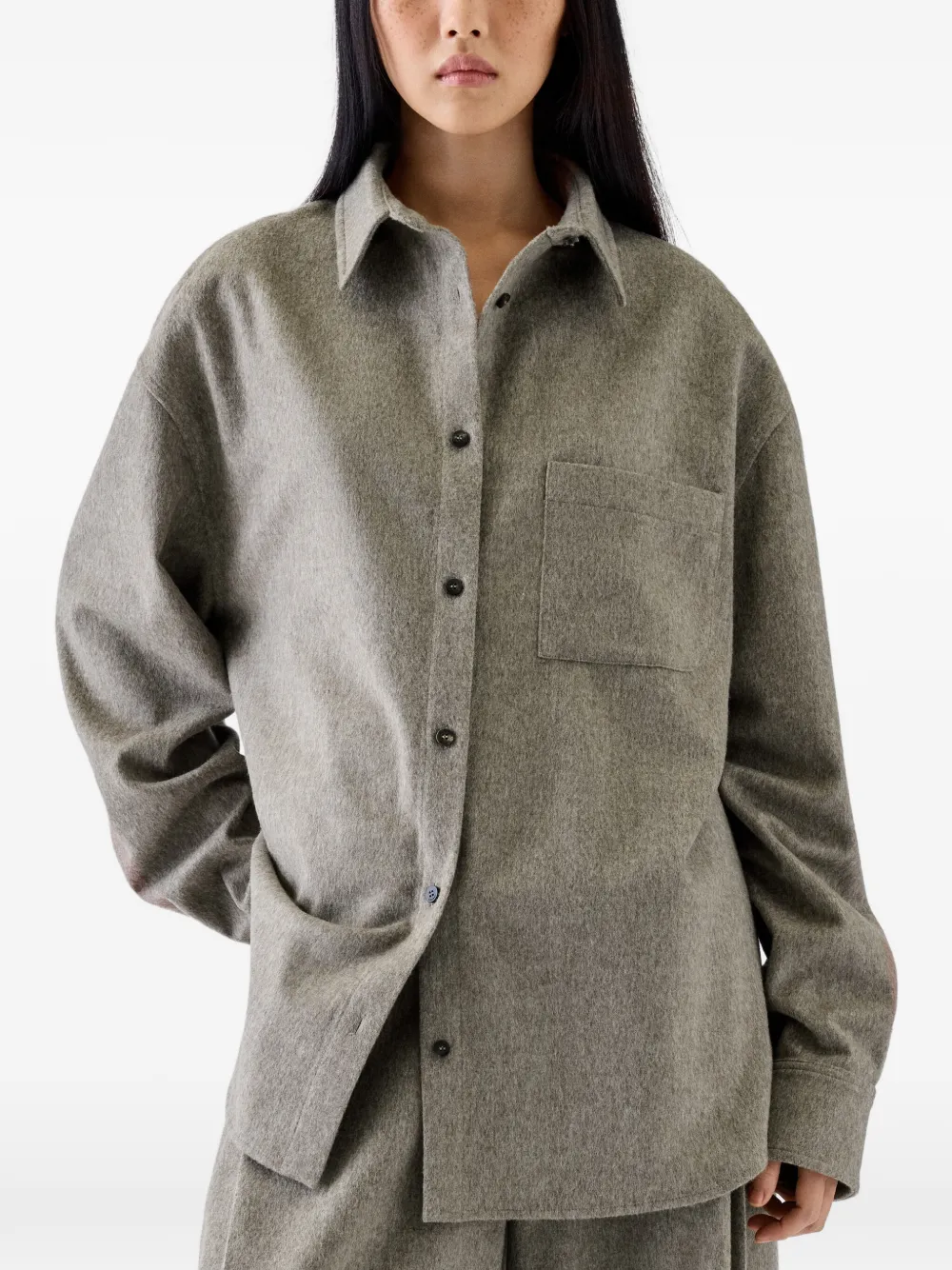 Jacquemus wool flannel overshirt Grijs