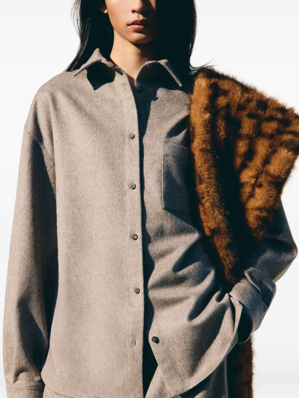 Jacquemus wool flannel overshirt Grijs