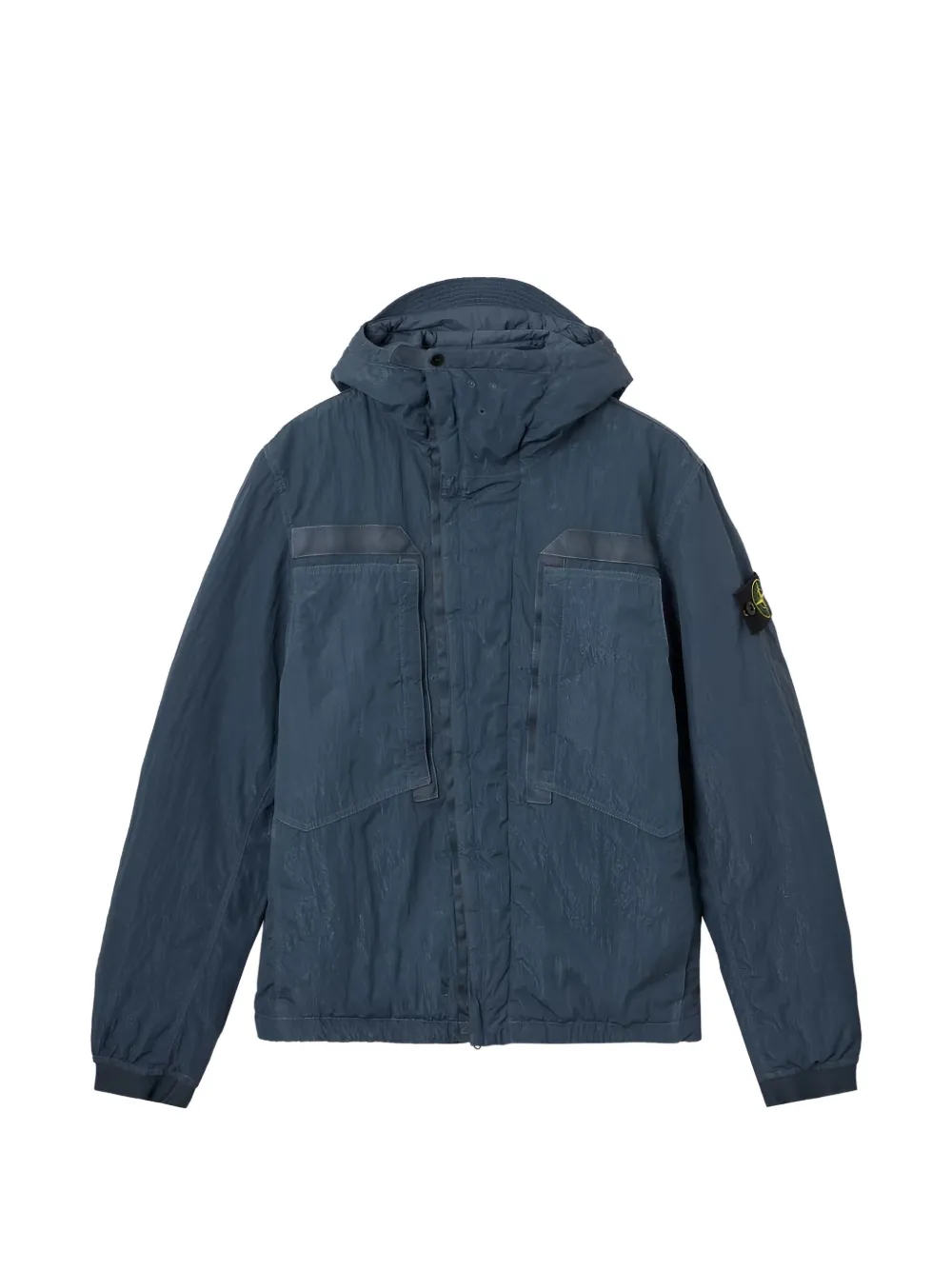 Stone Island 스테이트 로고 패치 후드 재킷 | 블루 | Image 1