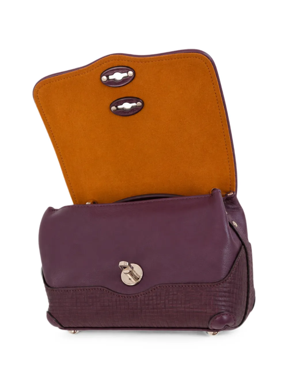 Zanellato Baby Postina leren shopper met textuur Paars