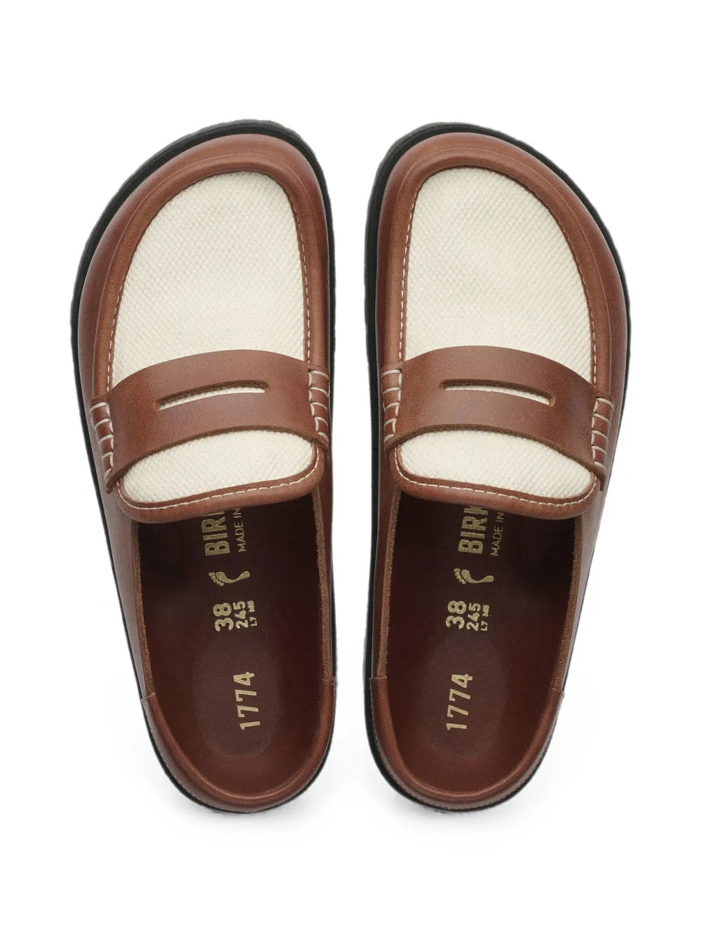 Birkenstock Naples calf leather-trimmed canvas sandals Bruin