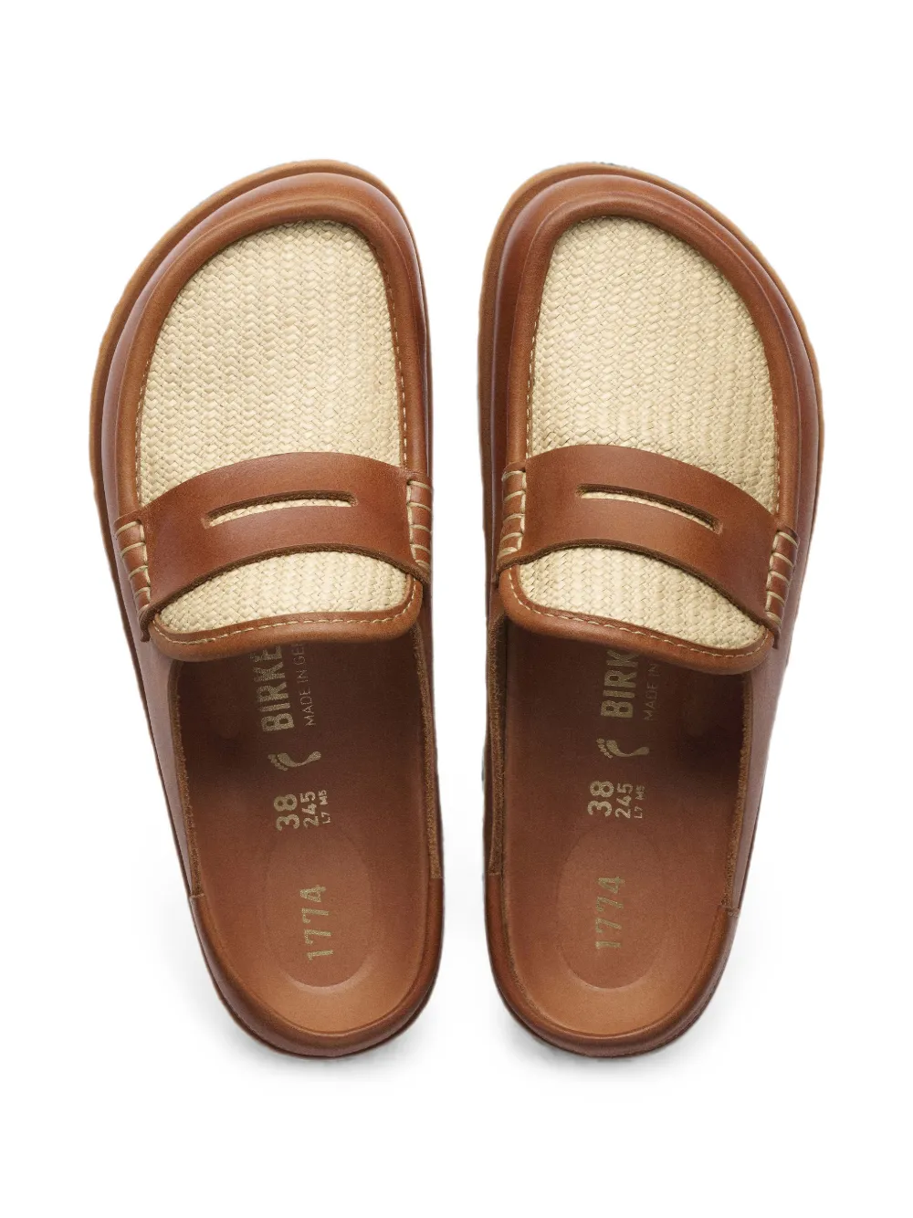Birkenstock Naples calf leather-panelled canvas sandals Bruin