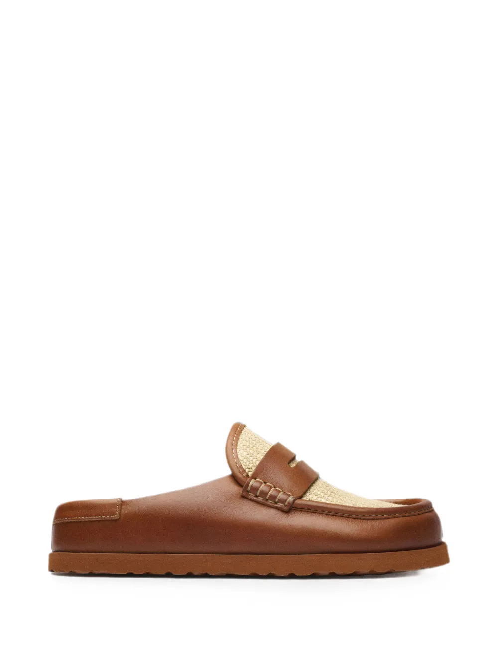 Birkenstock Naples calf leather-panelled canvas sandals Bruin