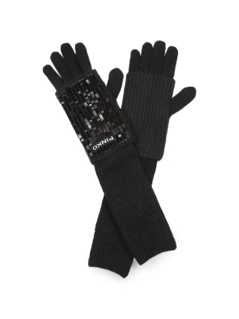 PINKO sequin-embellished ribbed-knit gloves