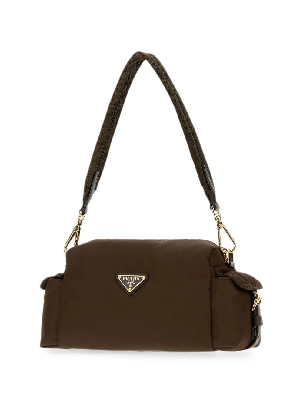 Prada Explore kleine Re-Nylon en leren schoudertas Bruin