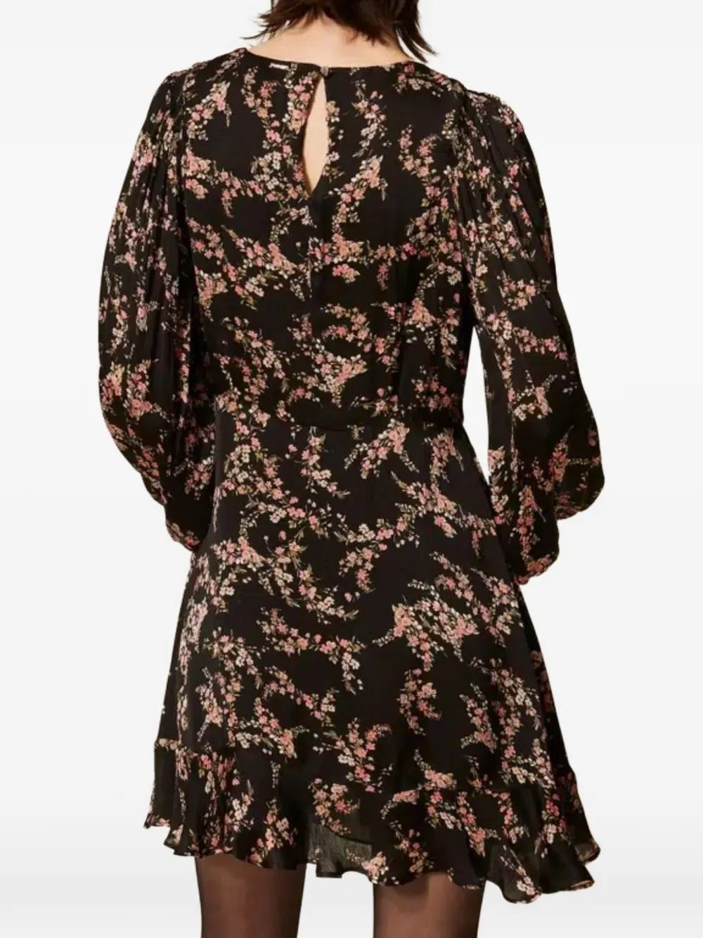 TWINSET Mini-jurk met bloemenprint en ruches Zwart