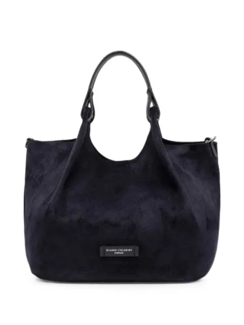 GIANNI CHIARINI Dua suede logo-plaque tote bag