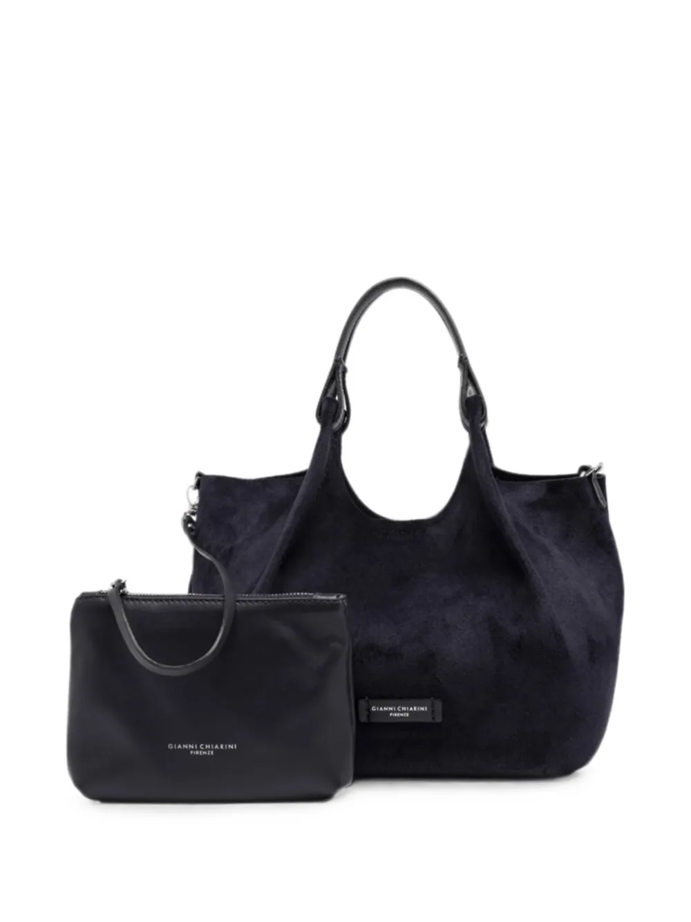 GIANNI CHIARINI Dua suède shopper met logoplakkaat Blauw