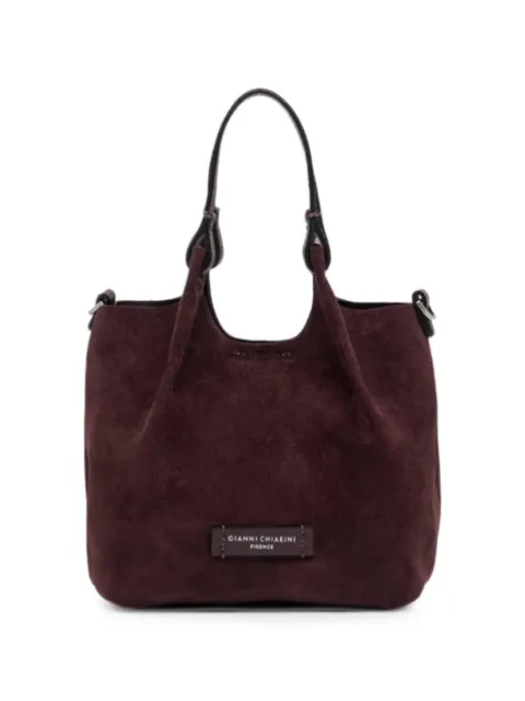 GIANNI CHIARINI Dua suede logo-patch tote bag
