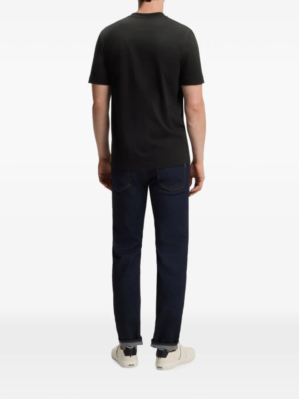 BOSS T-shirt met geborduurd logo Zwart