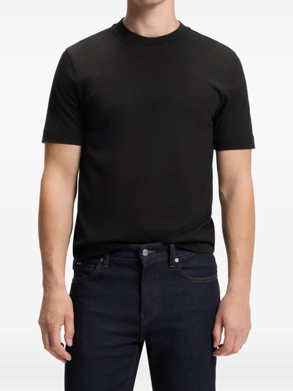 BOSS T-shirt met geborduurd logo Zwart