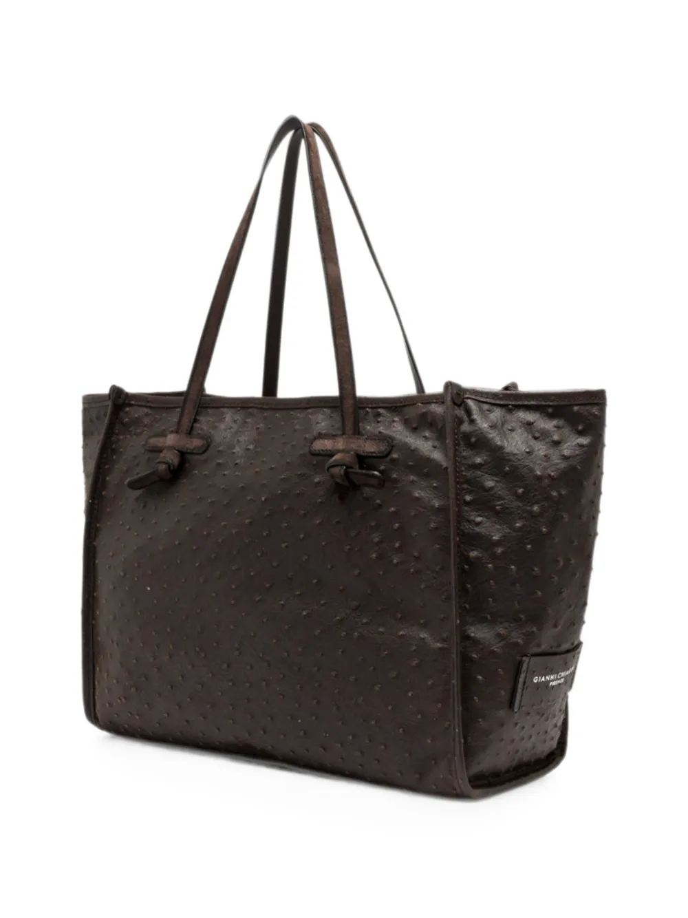 GIANNI CHIARINI Marcella shopper met struisvogel-effect Bruin
