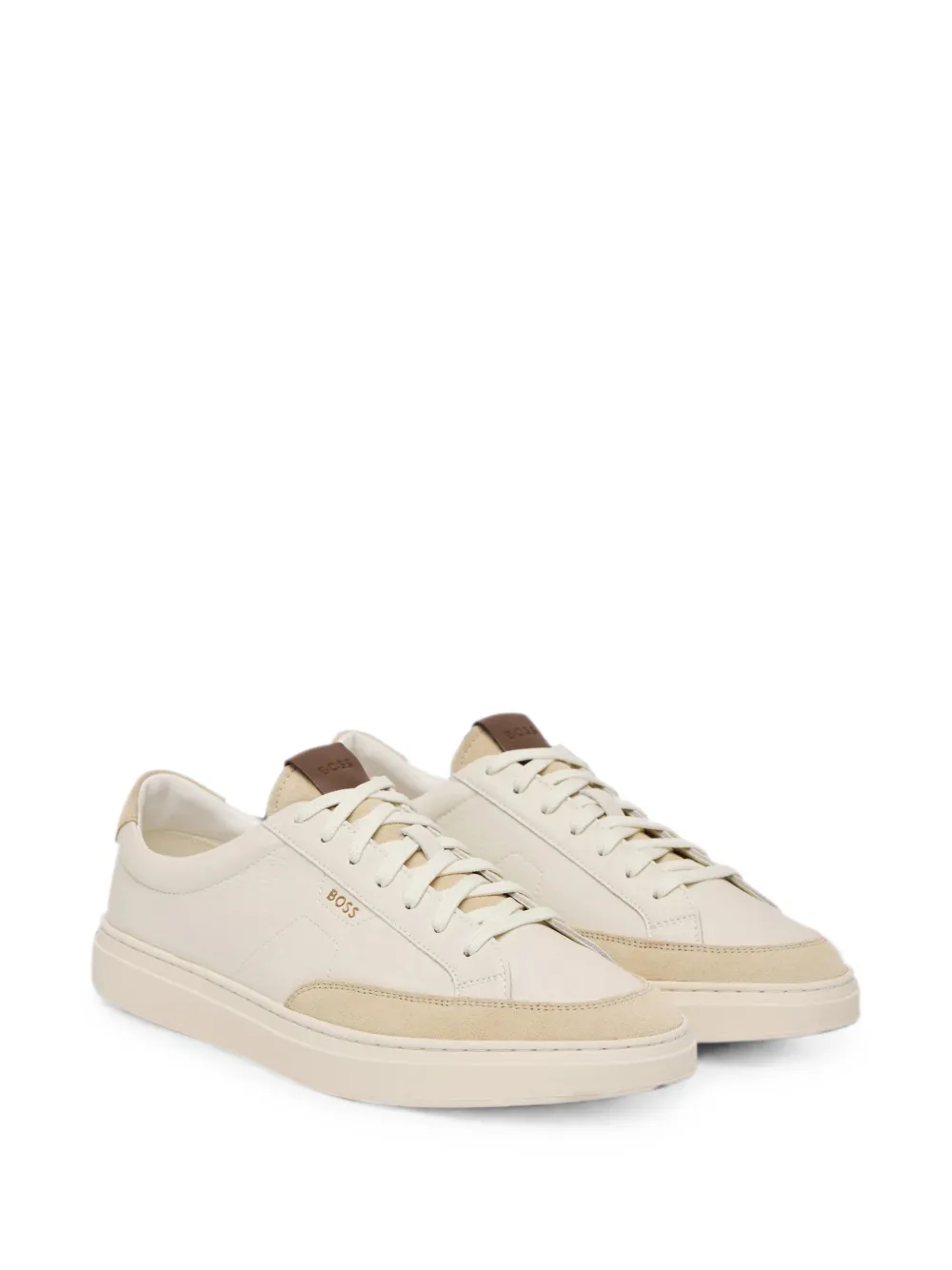 BOSS logo-print panelled sneakers Beige