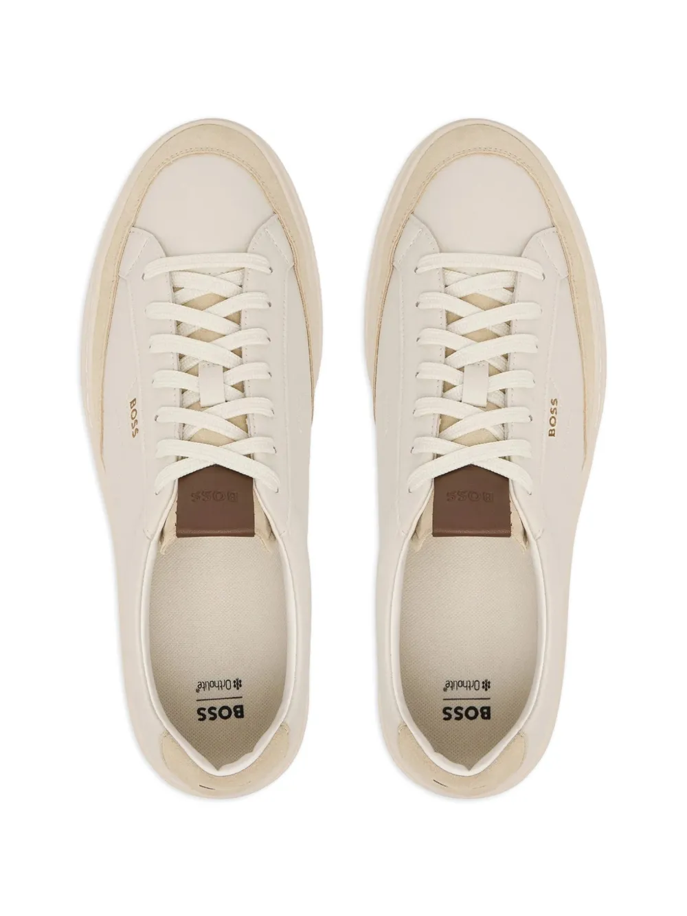 BOSS logo-print panelled sneakers Beige