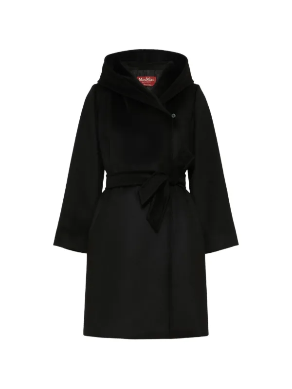 Max Mara ベルテッド フーデッドコート | ブラック | FARFETCH JP