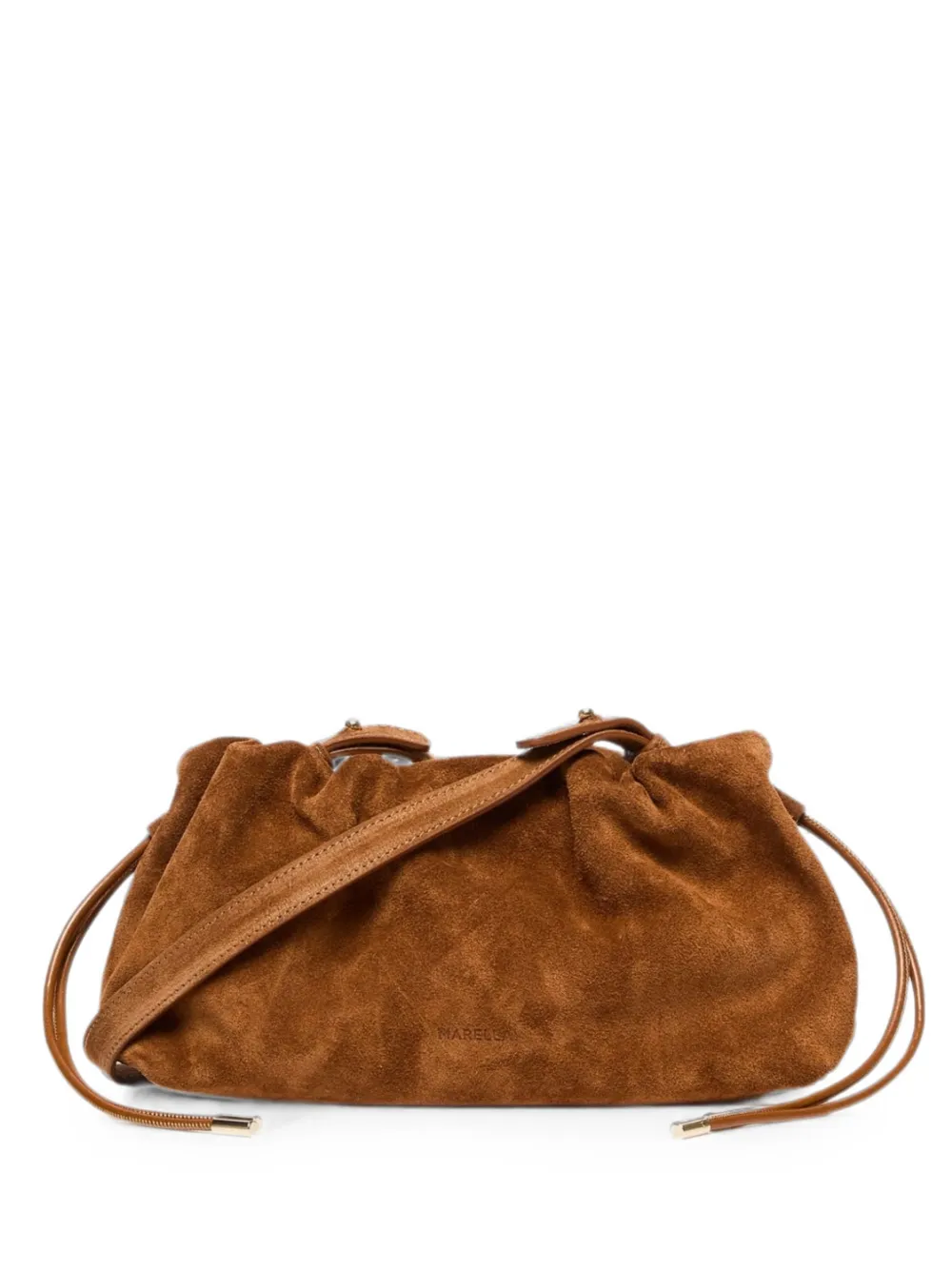 Marella ruched suede shoulder bag - Marrone