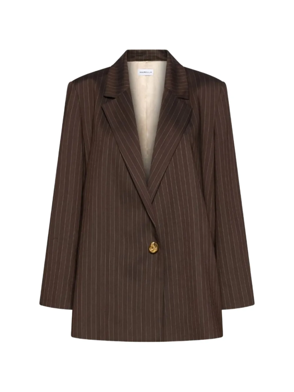 Marella pinstripe-pattern single-breasted blazer - Braun