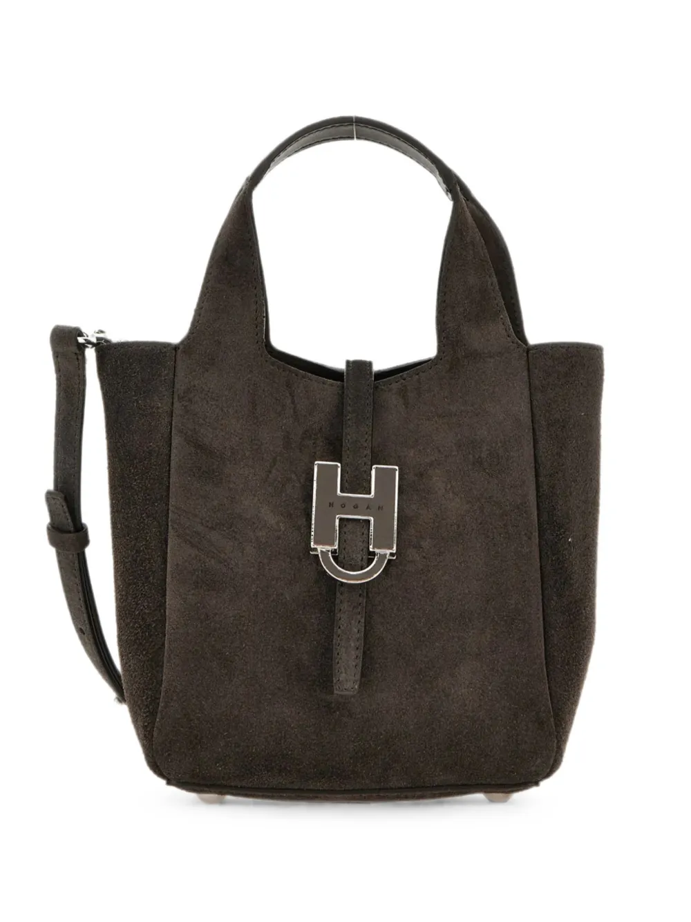 Hogan Mini Suede Tote Bag In Brown