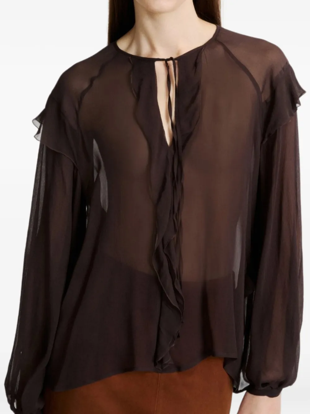 Marella Blouse met ruches Bruin
