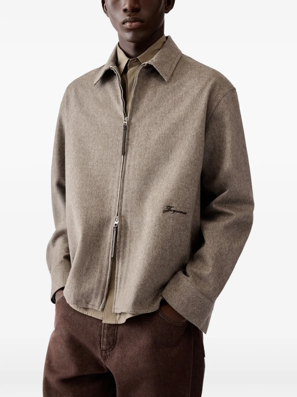 Jacquemus The Flash long-sleeve zip shirt Beige