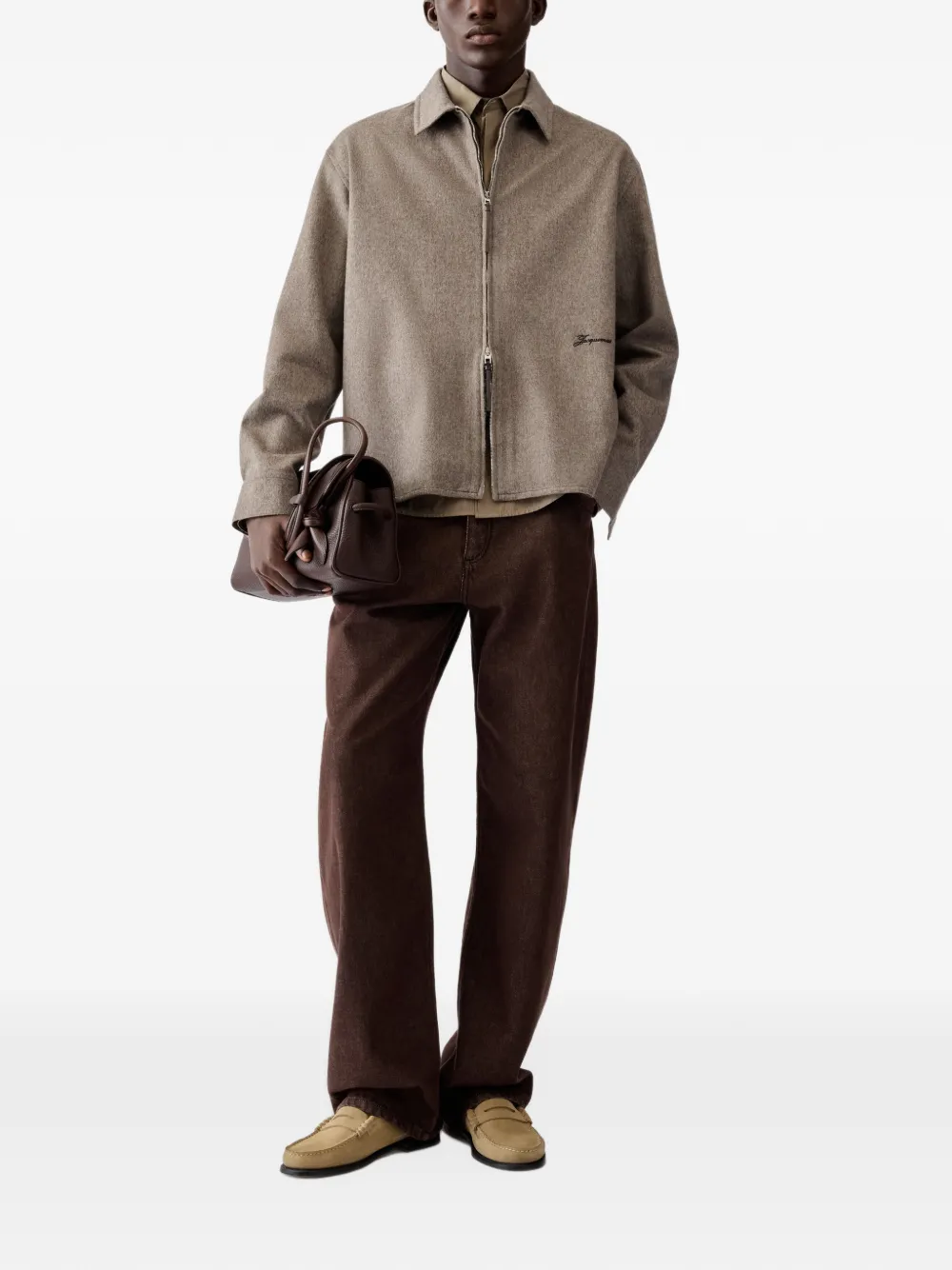 Jacquemus The Flash long-sleeve zip shirt Beige