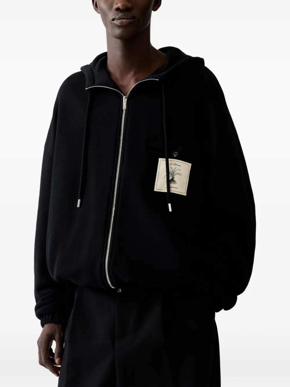 Jacquemus The Torneo zip-up hoodie with Palmier patch Zwart