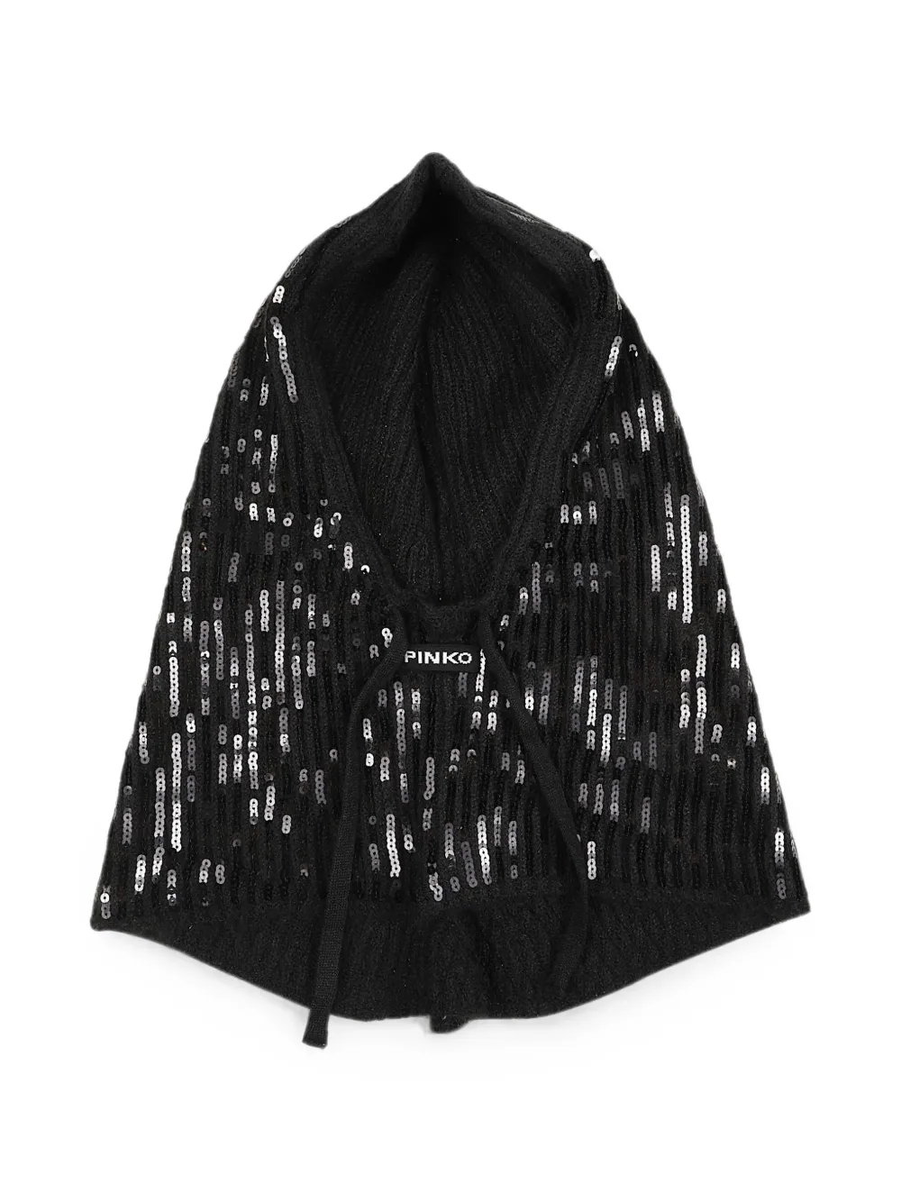 PINKO sequin-embellished ribbed balaclava - Nero