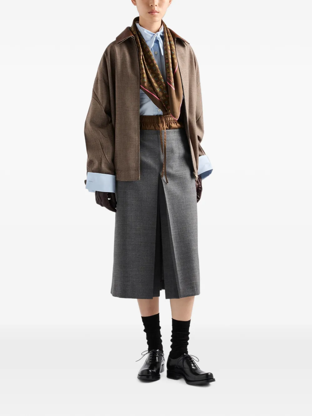Prada Jack met pied-de-poule print Bruin