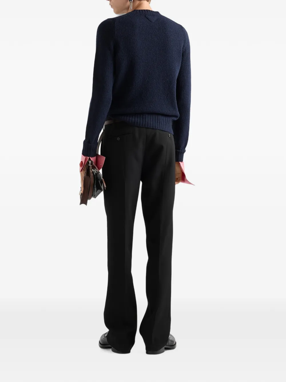 Prada Shetland wollen trui met ronde hals Blauw