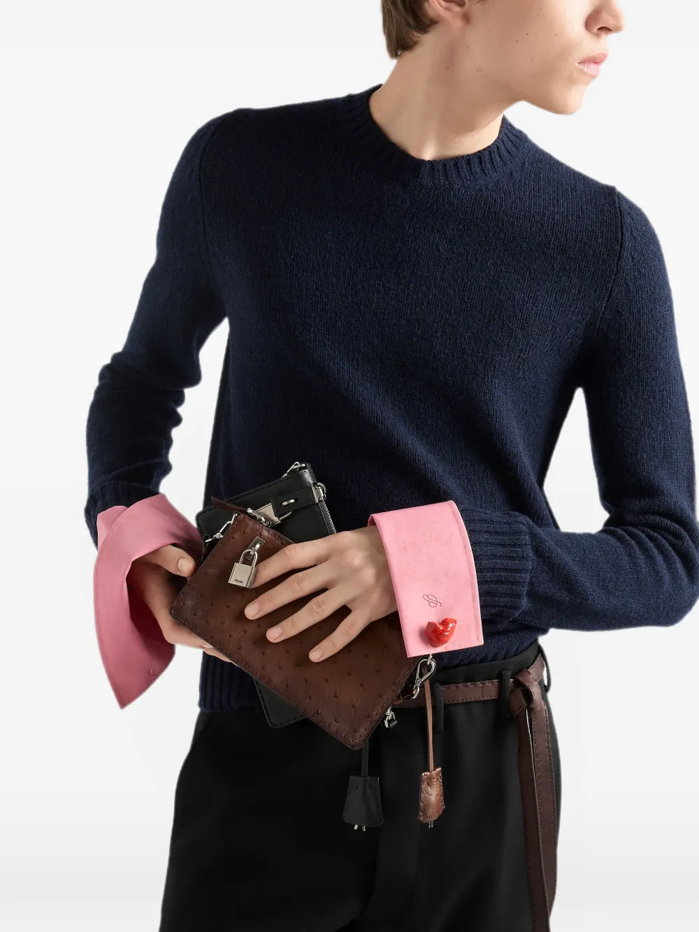 Prada Shetland wollen trui met ronde hals Blauw