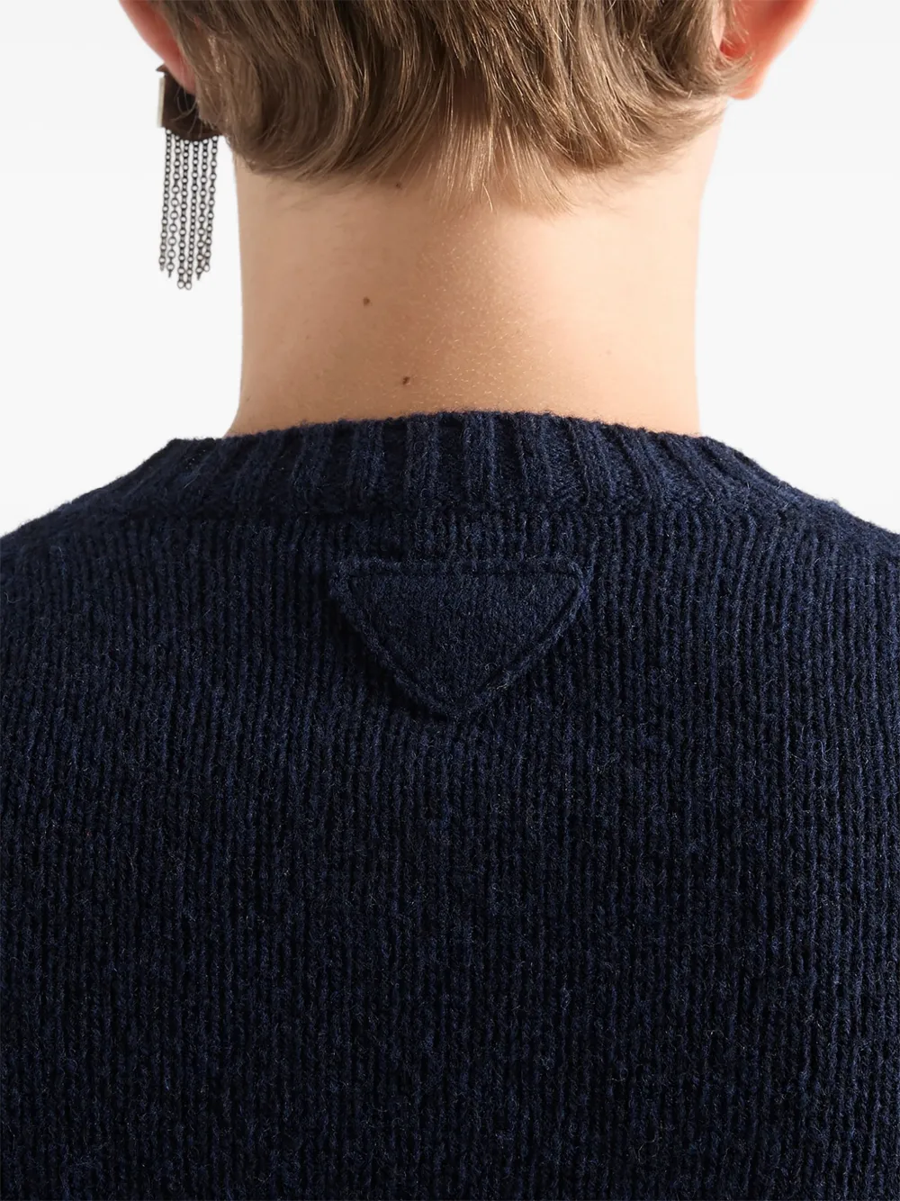 Prada Shetland wollen trui met ronde hals Blauw