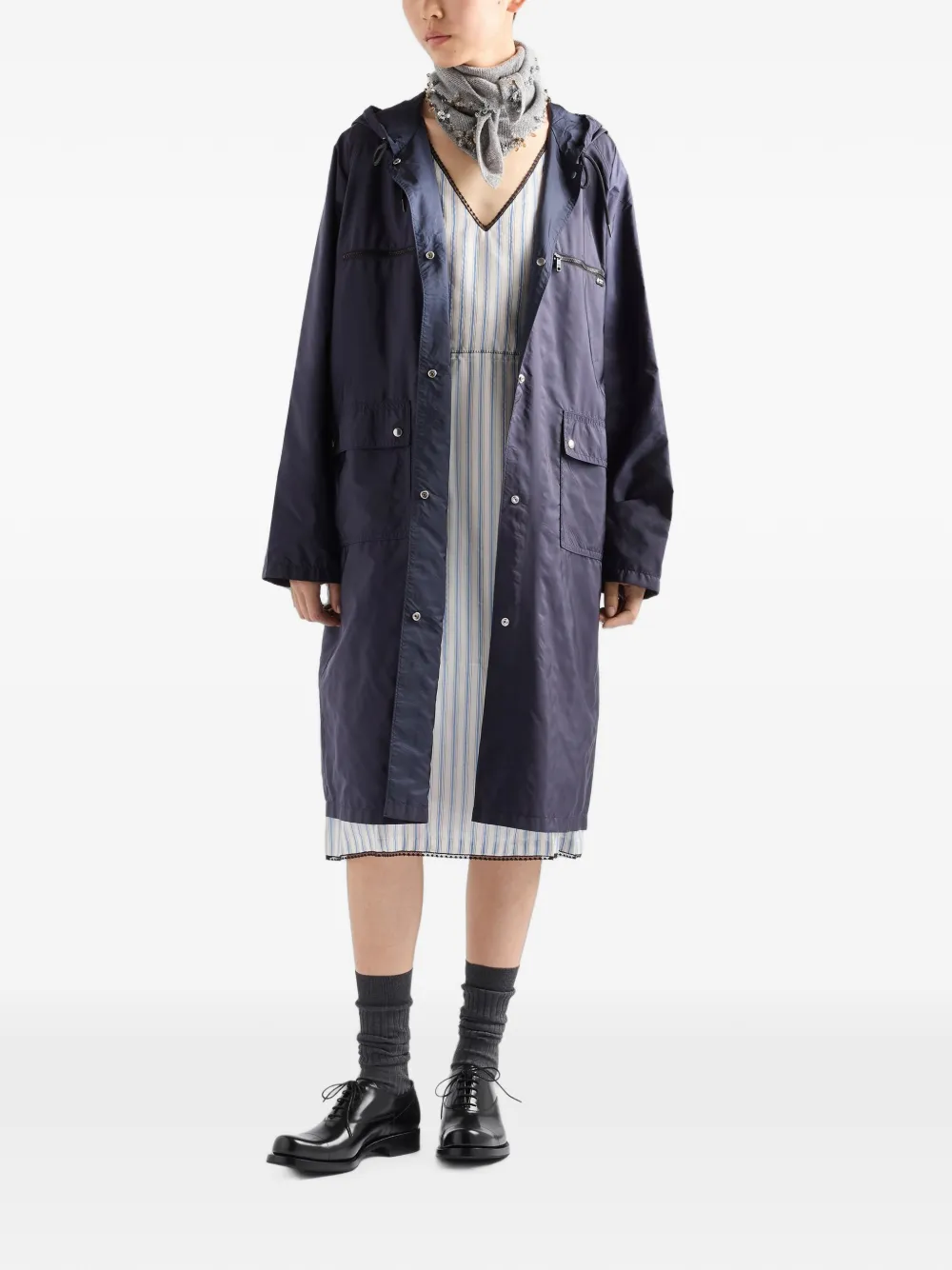 Prada Re-Nylon lichtgewicht regenjas Blauw