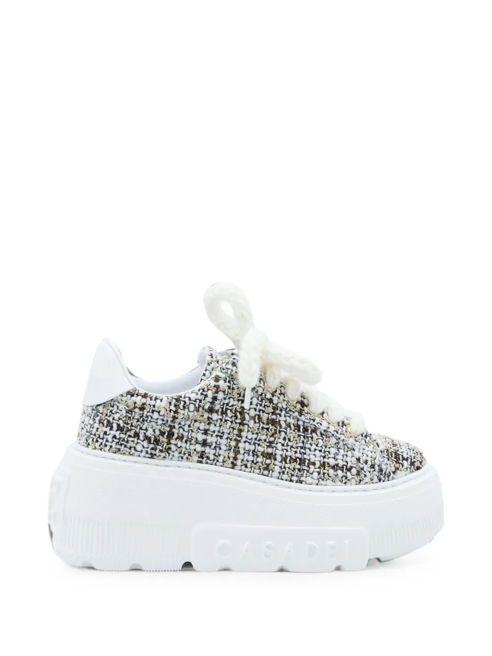 Casadei Nexus tweed platform sneakers Wit