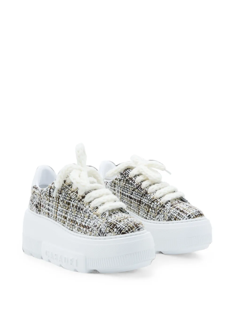 Casadei Nexus tweed platform sneakers Wit