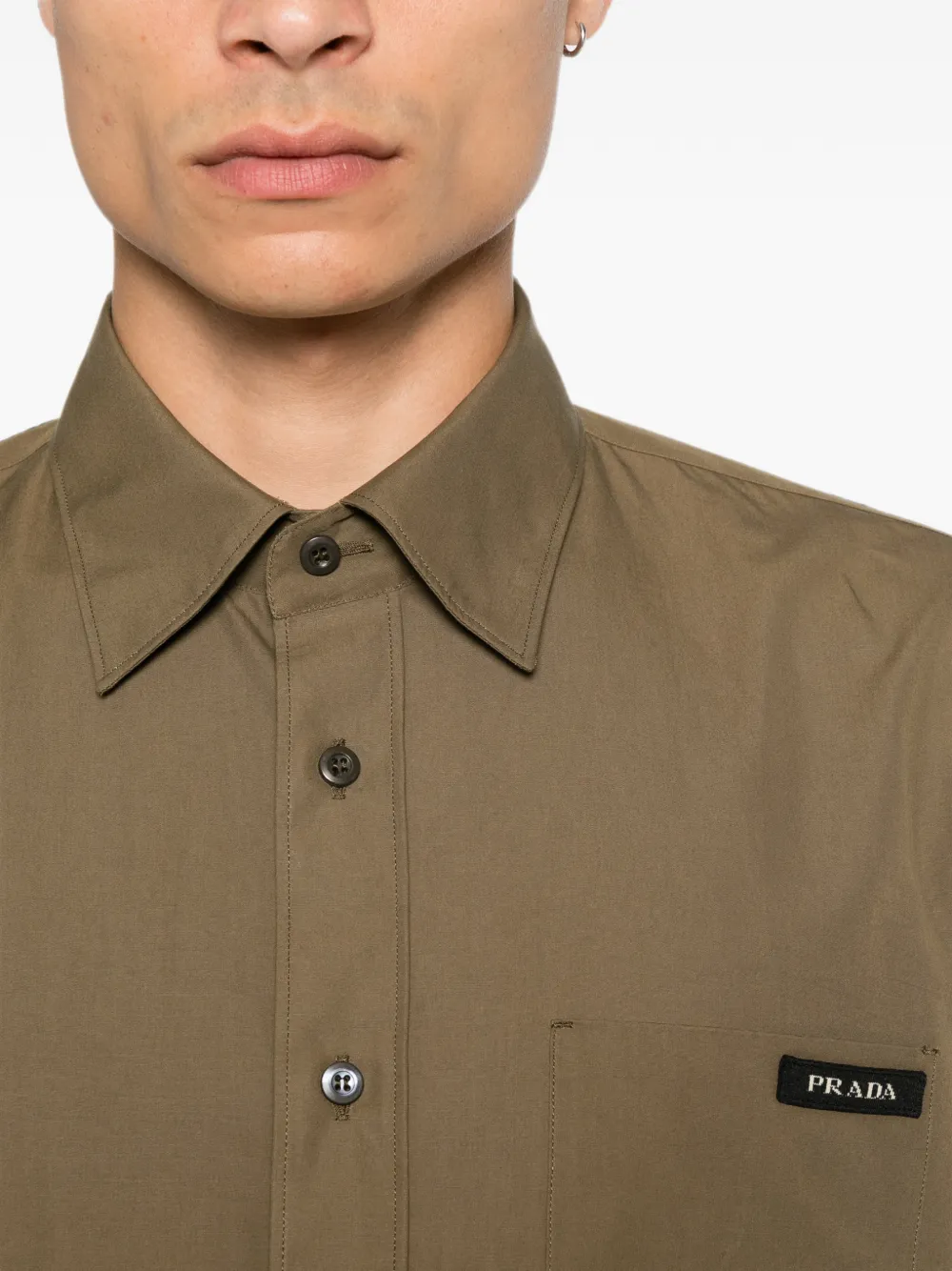 Prada Overhemd met logopatch Groen