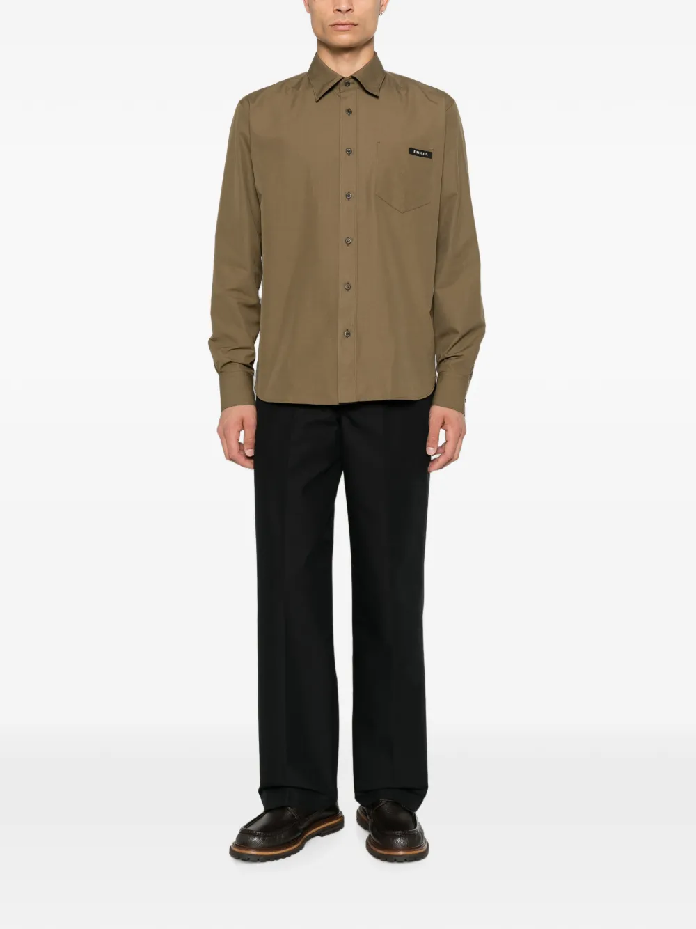 Prada Overhemd met logopatch Groen
