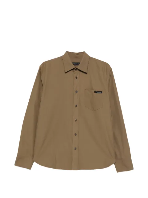 Prada logo-patch cotton shirt