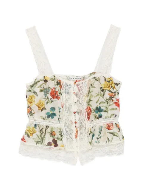 alice + olivia Blusa com estampa floral e renda