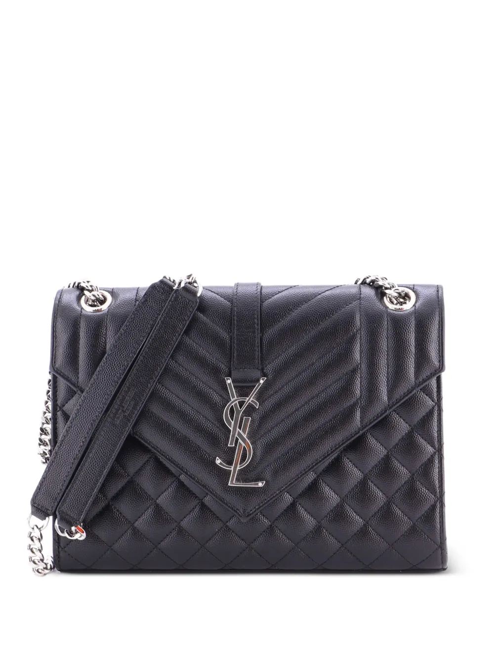 Saint Laurent Pre-Owned Classic Monogram Envelope Satchel Mixed Matelasse Leather Medium shoulder bag - Schwarz