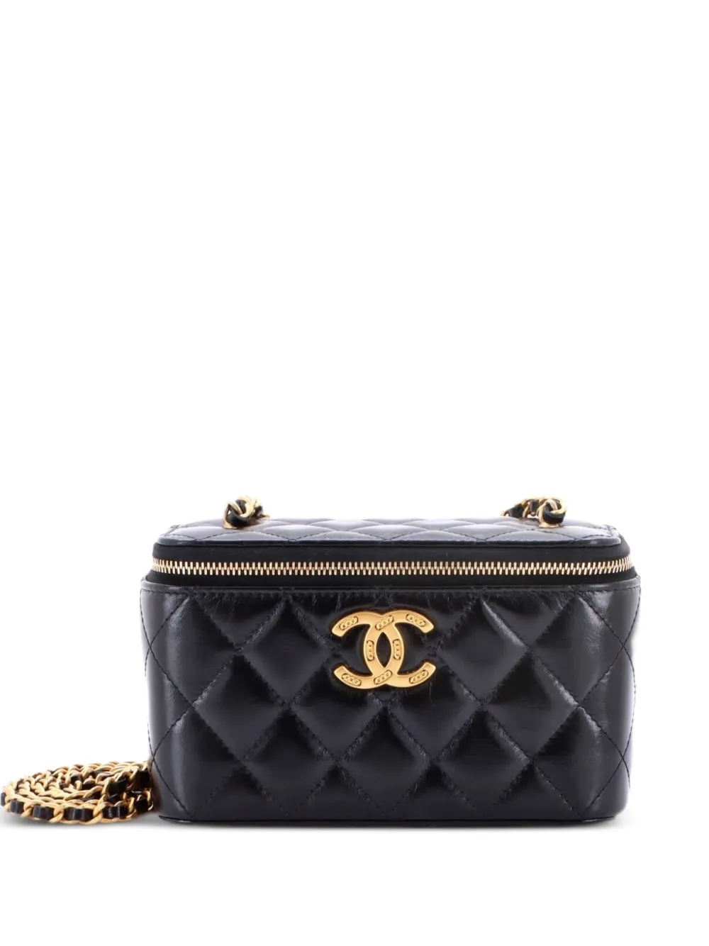 CHANEL Pre-Owned Classic Vanity Case with Chain Quilted Shiny Calfskin Small shoulder bag - Black