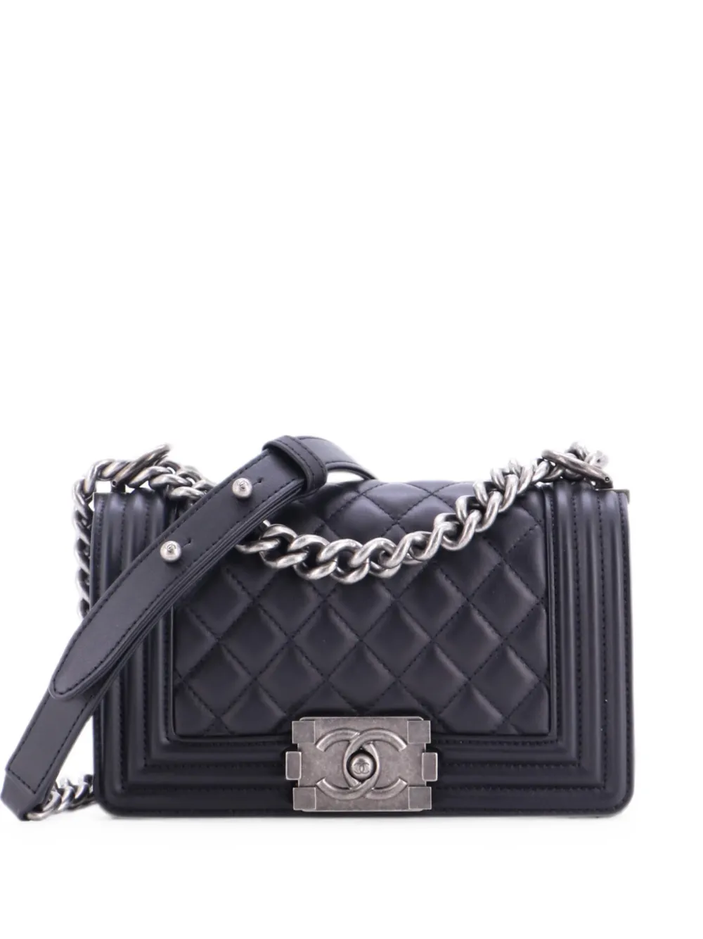 CHANEL Pre-Owned Boy Flap Bag Quilted Lambskin Small crossbody bag - Black