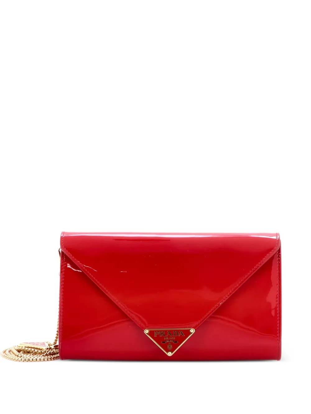 Prada Pre-Owned Mini Clutch aus Lackleder mit Triangel-Logo - Rot